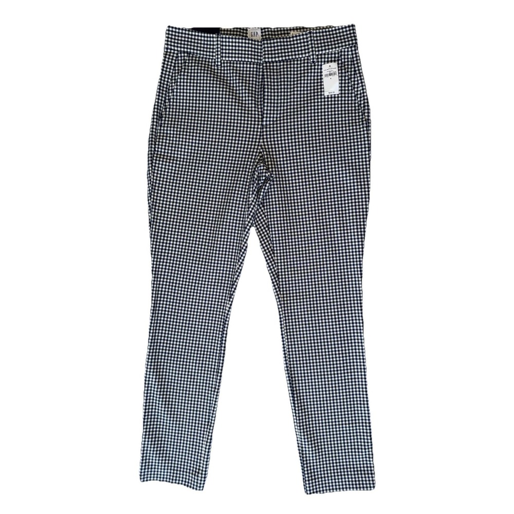 NWT Gap‎ Blue Gingham Stretch Signature Skinny Ankle Trouser Womens Pants Size 6